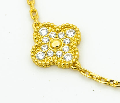 [AuraEcho]CLOVER BRACELET 5 MOTIFS GOLD DIAMOND