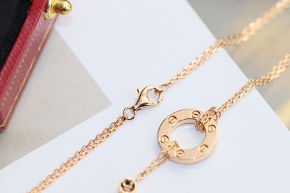 [AuraEcho]LOVE NECKLACE ADJUSTABLE ROSE GOLD 2 DIAMOND
