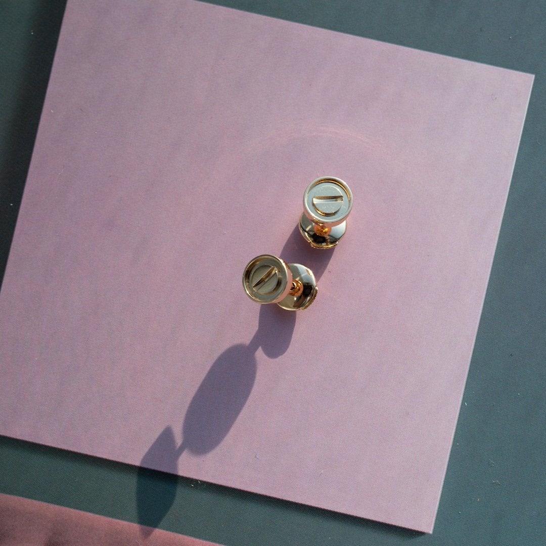 [AuraEcho]LOVE EARRINGS PINK GOLD 10MM