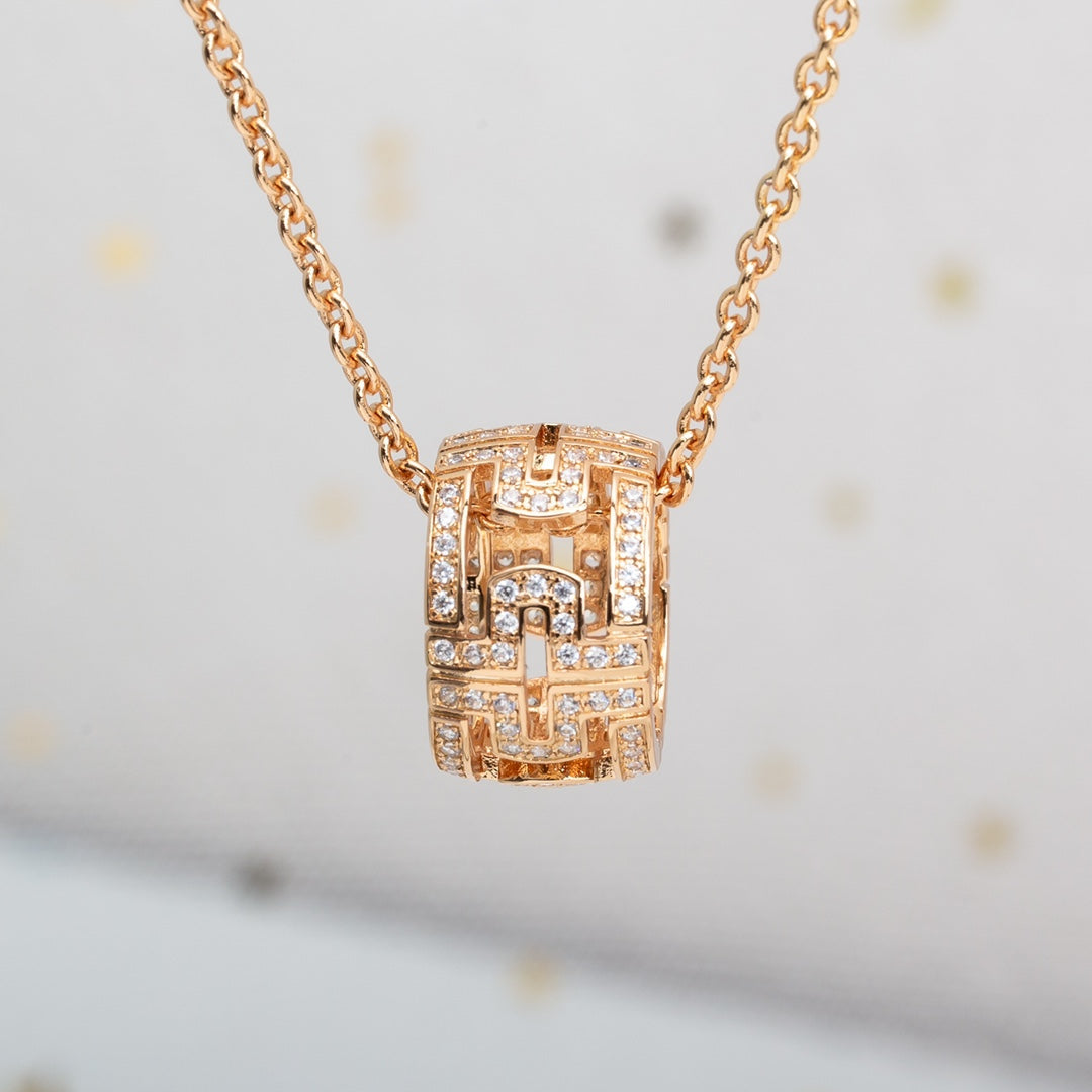 [AuraEcho]PARENTESI NECKLACE PINK GOLD DIAMOND