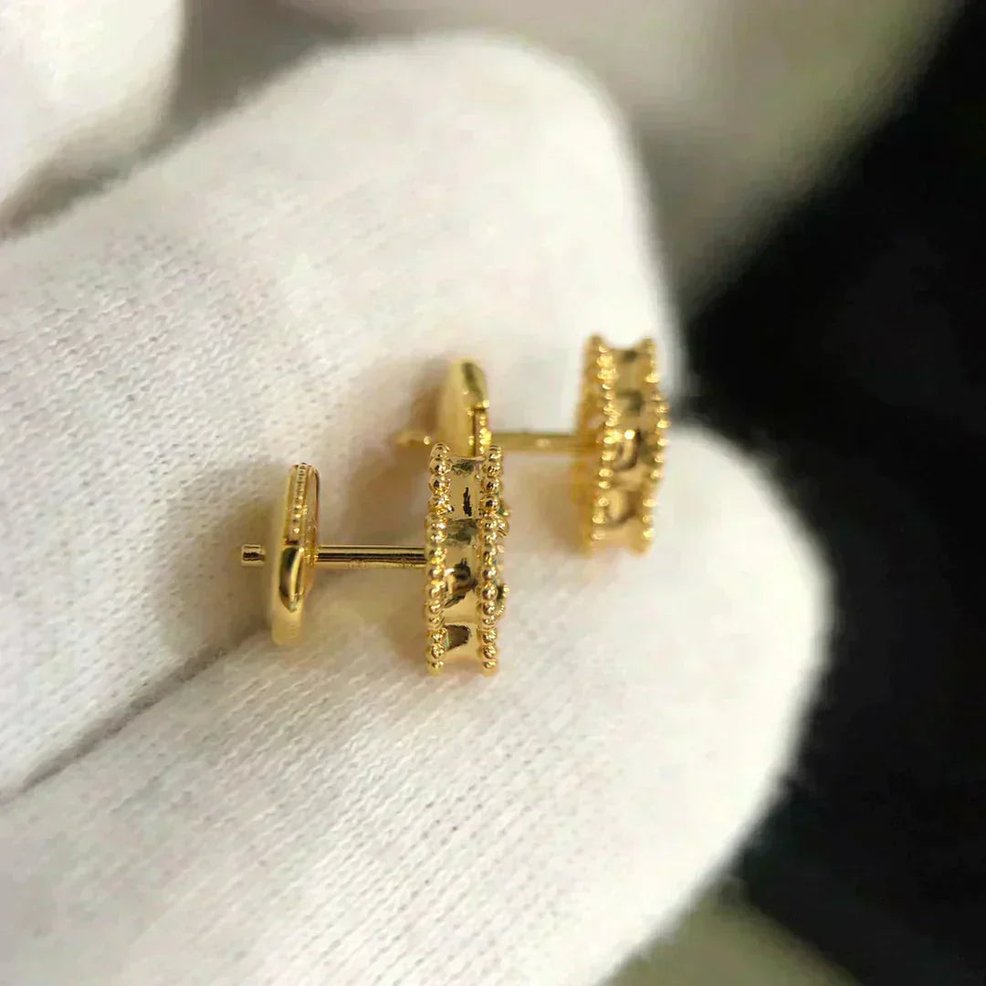 [AuraEcho]CLOVER MINI 9.5MM MALACHITE  EARRINGS