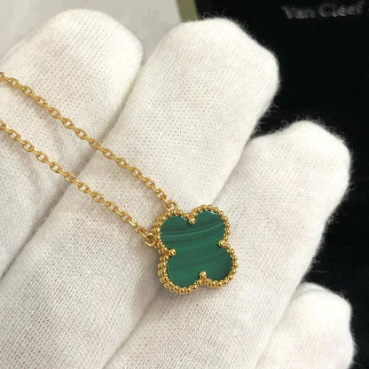 [AuraEcho]CLOVER 15MM MALACHITE SINGLE FLOWER  NECKLACE