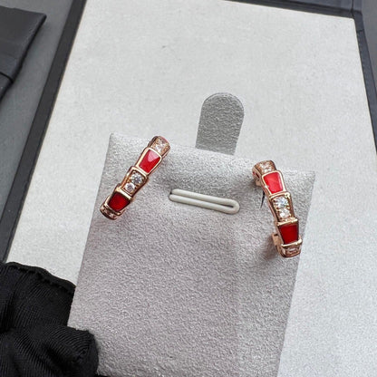 [AuraEcho]SERPENTI CARNELIAN PINK GOLD EARRINGS