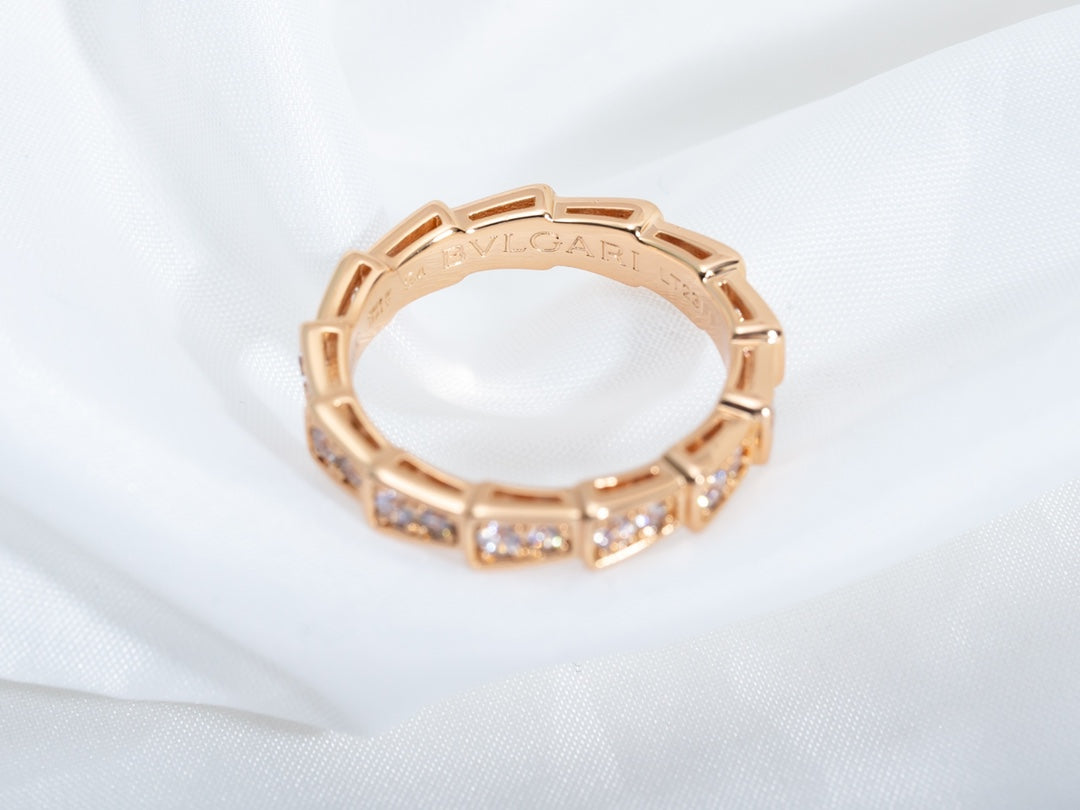 [AuraEcho]SERPENTI RING PINK GOLD DIAMOND PAVED 3MM