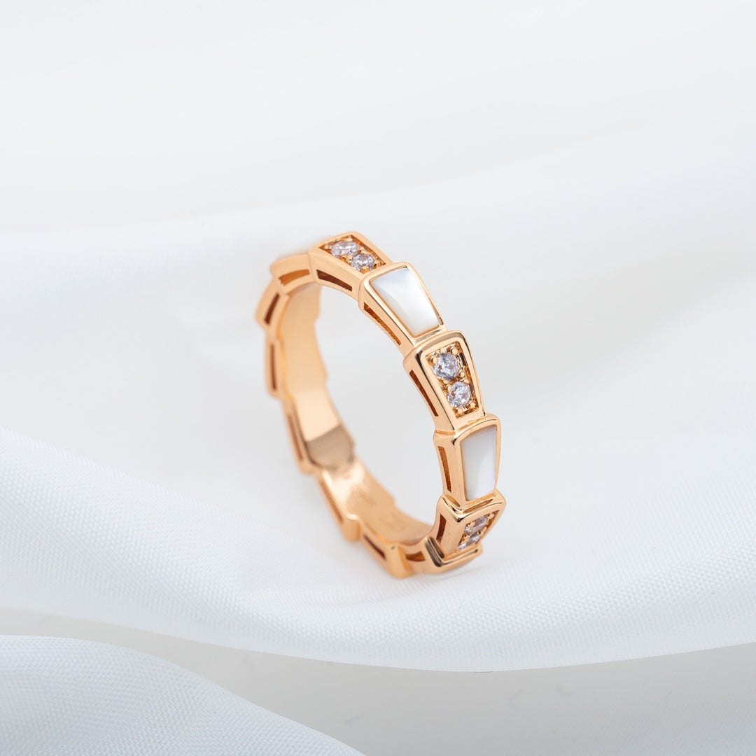 [AuraEcho]SERPENTI RING PINK GOLD DIAMOND MOP 3MM