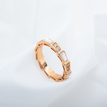 [AuraEcho]SERPENTI RING PINK GOLD DIAMOND MOP 3MM
