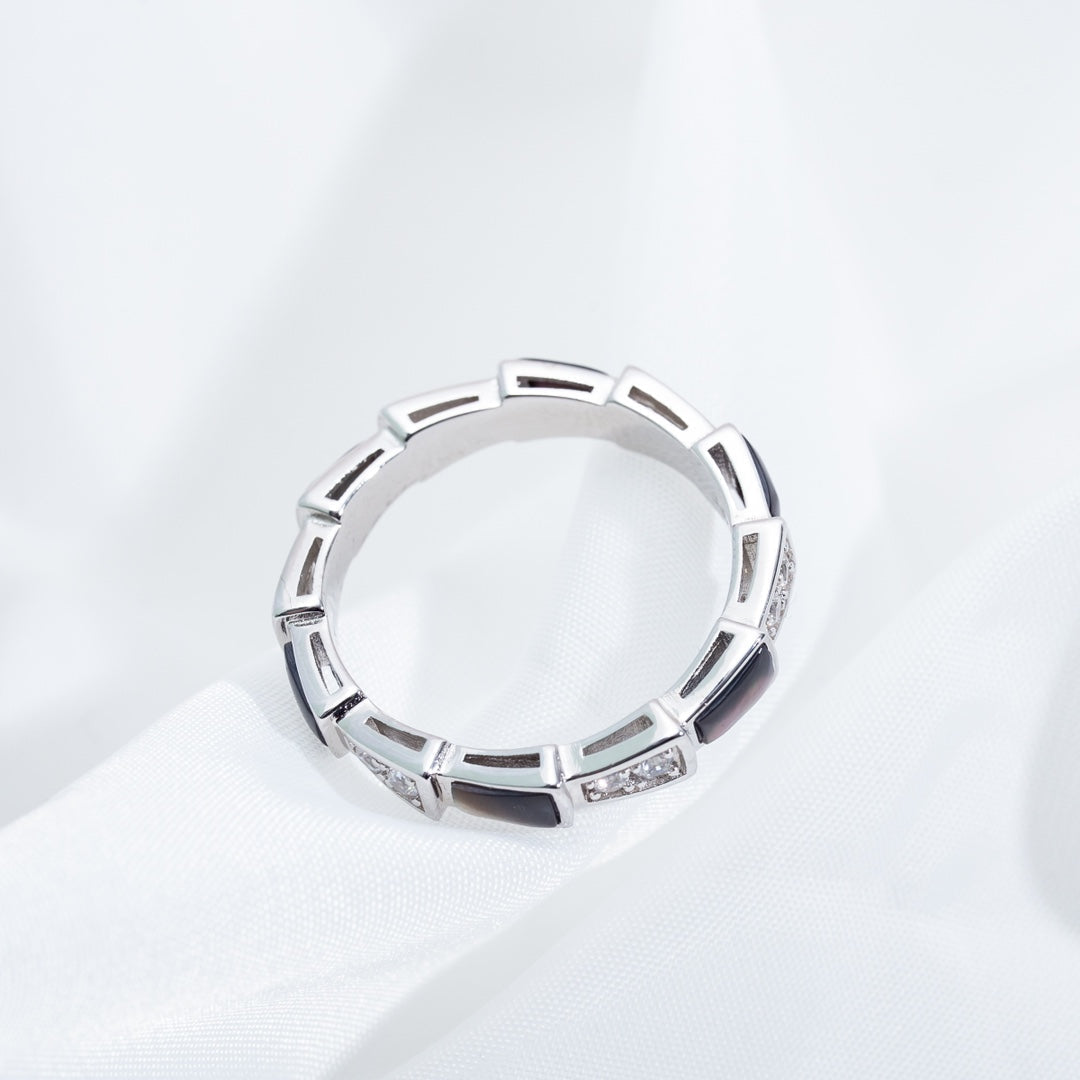 [AuraEcho]SERPENTI RING SILVER  DIAMOND BLACK MOP 3MM