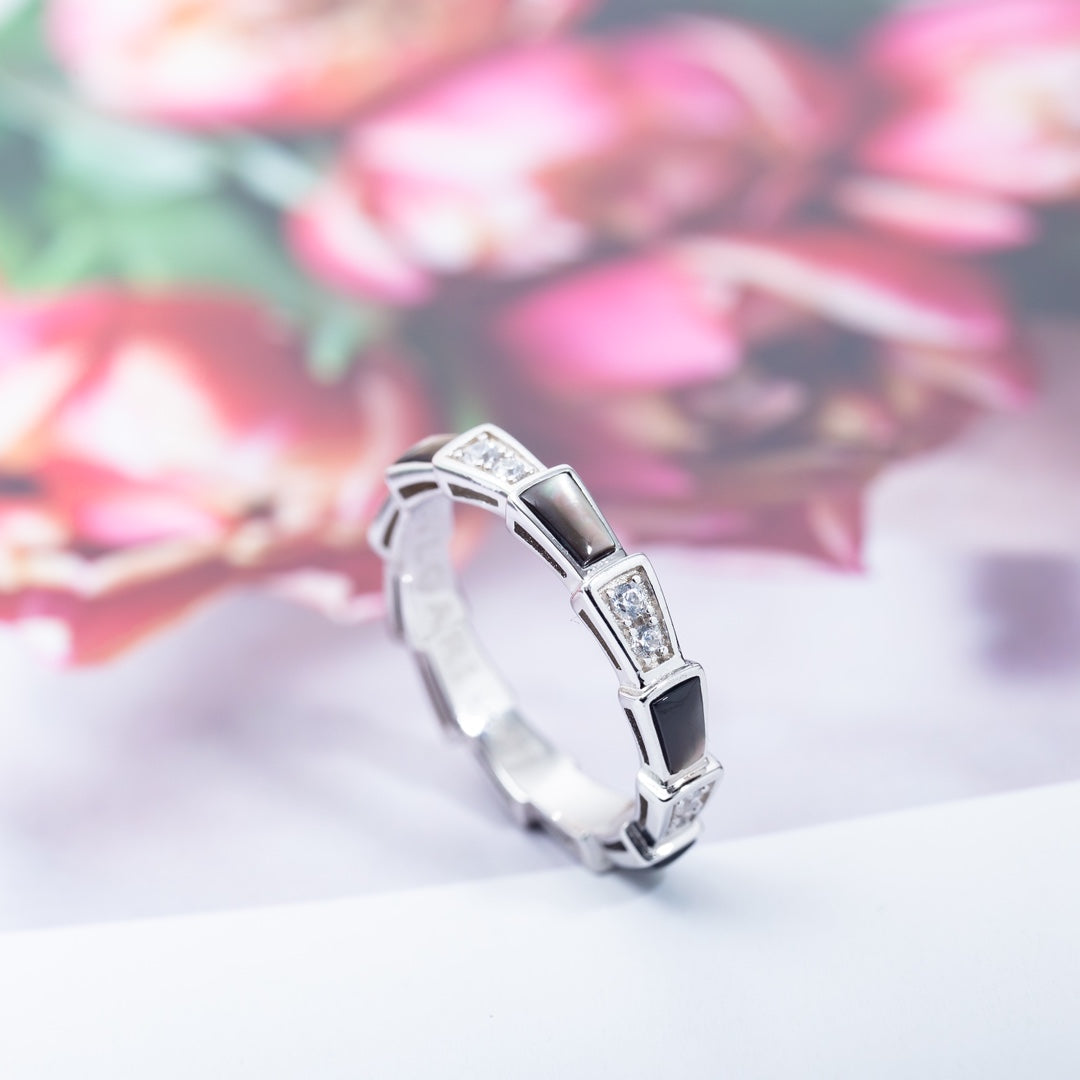 [AuraEcho]SERPENTI RING SILVER  DIAMOND BLACK MOP 3MM