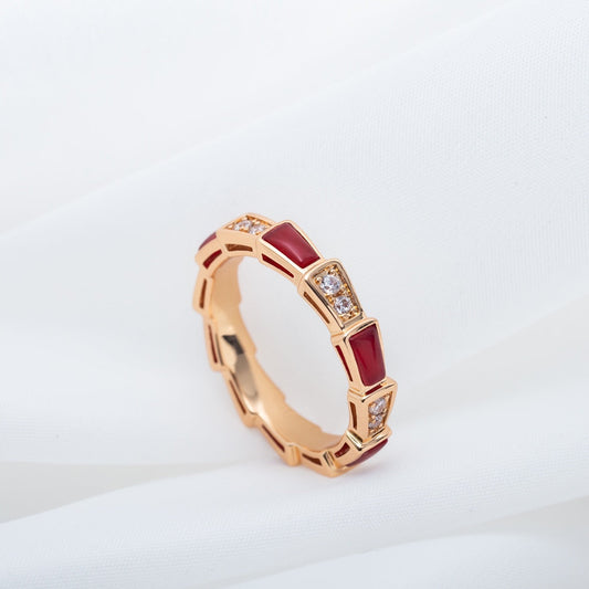 [AuraEcho]SERPENTI RING PINK GOLD CARNELIAN DIAMOND 3MM