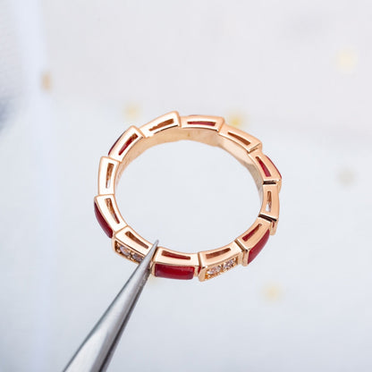 [AuraEcho]SERPENTI RING PINK GOLD CARNELIAN DIAMOND 3MM