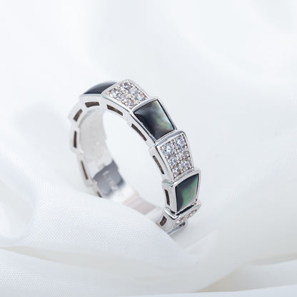 [AuraEcho]SERPENTI RING SILVER DIAMOND BLACK MOP 4MM