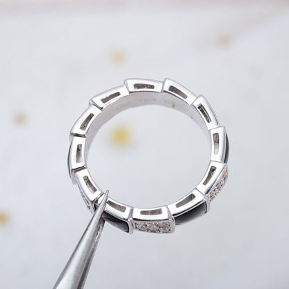 [AuraEcho]SERPENTI RING SILVER DIAMOND BLACK MOP 4MM