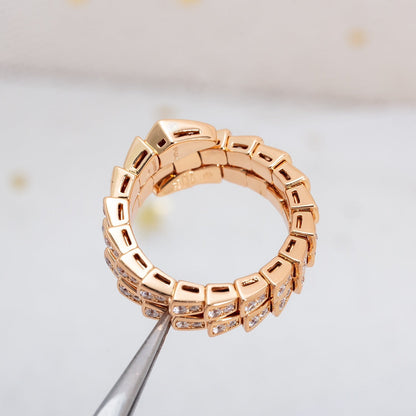 [AuraEcho]SERPENTI RING PINK GOLD DIAMOND DOUBLE ROW