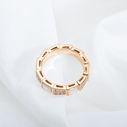 [AuraEcho]SERPENTI RING PINK GOLD MOP DIAMOND PAVED 4MM