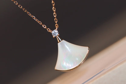 [AuraEcho]DREAM NECKLACE WHITE MOP PINK GOLD 1 DIAMOND
