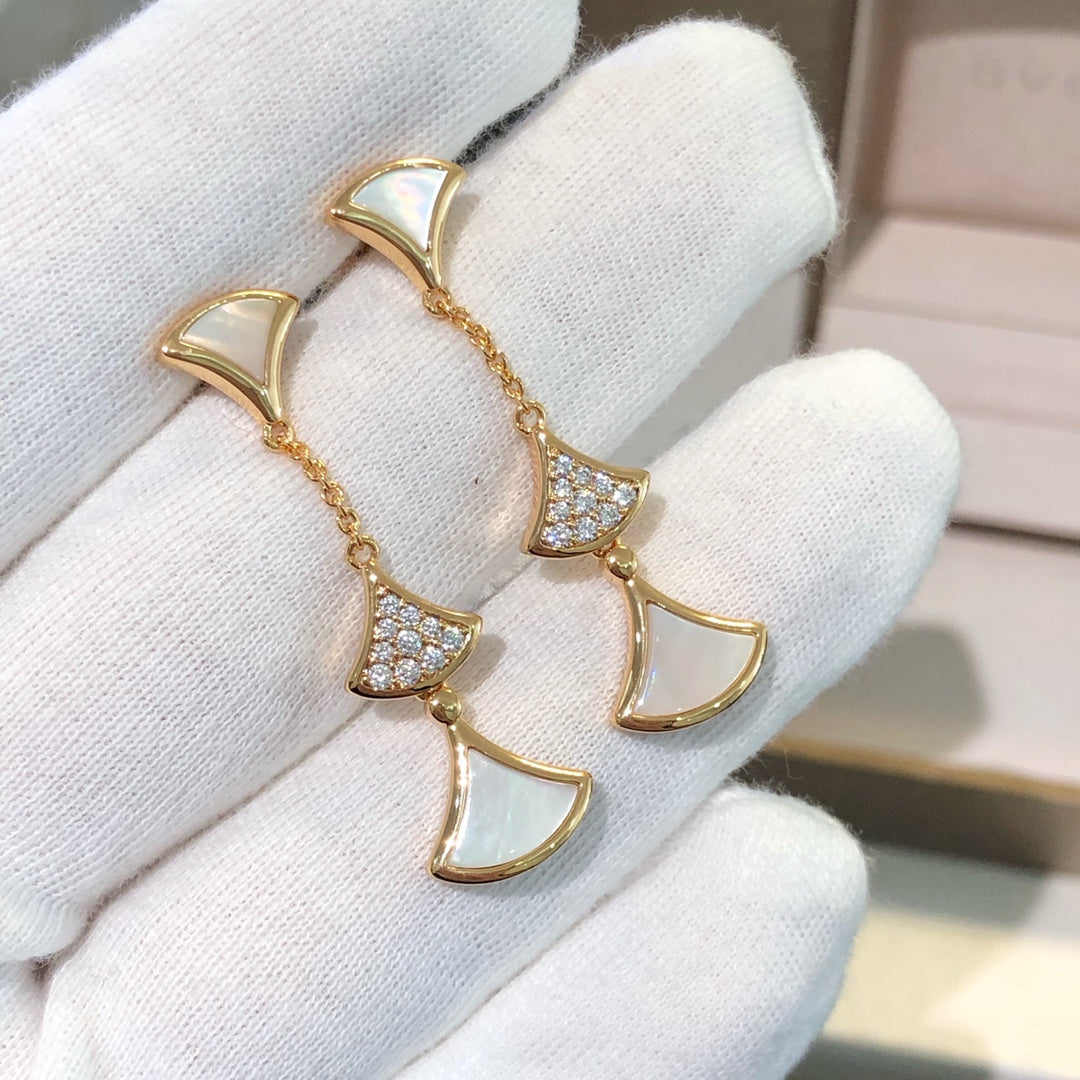 [AuraEcho]DREAM EARRINGS 3 MOTIFS DIAMOND MOP PINK GOLD