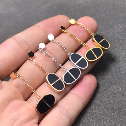 [AuraEcho]CHAINE VERSO BLACK CERAMIC SILVER EARRINGS