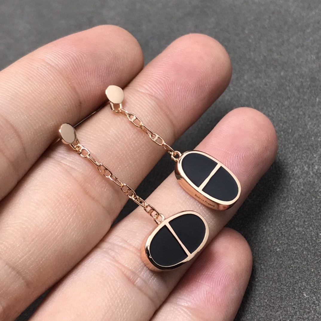 [AuraEcho]CHAINE VERSO BLACK CERAMIC SILVER EARRINGS