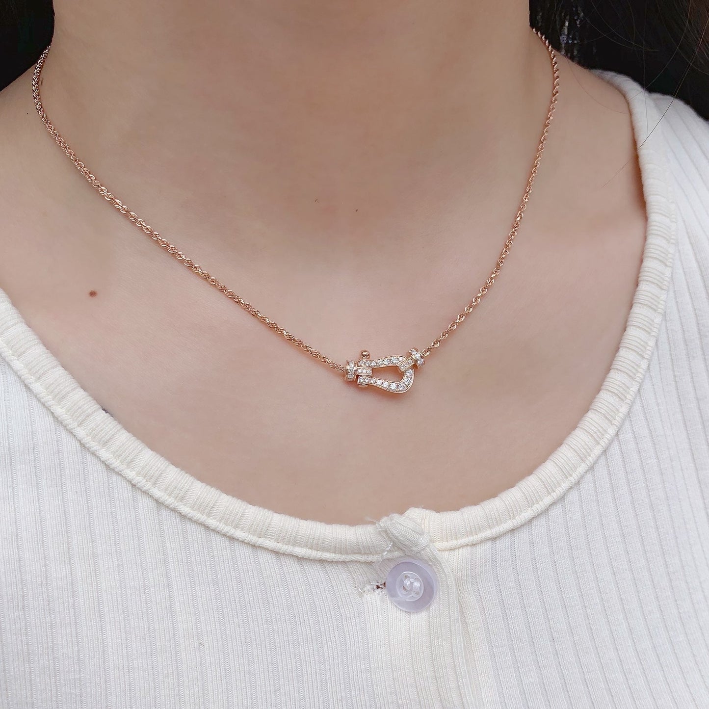 [AuraEcho]FORCE 10 PINK GOLD DIAMOND NECKLACE