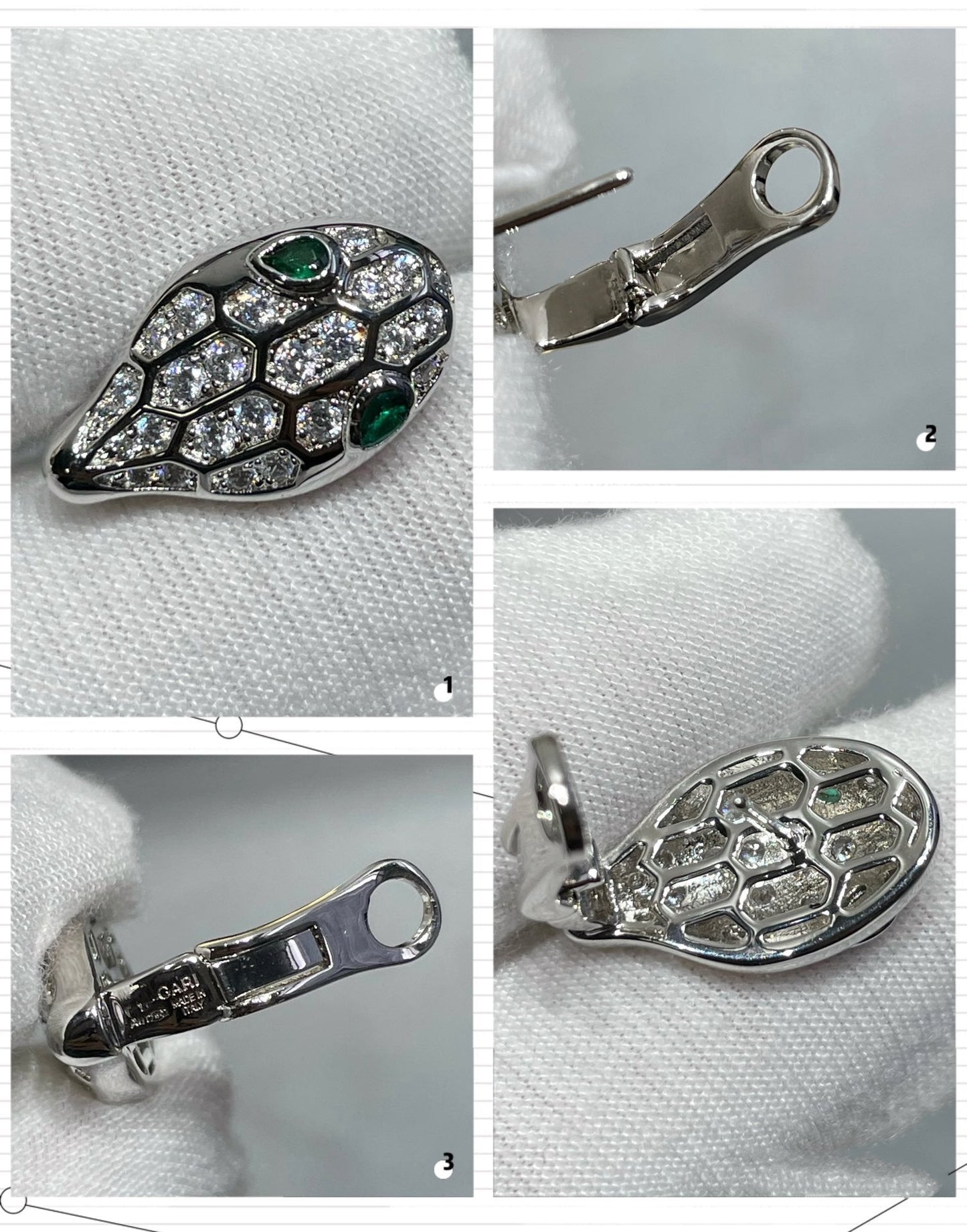 [AuraEcho]SERPENT DIAMOND STUD EARRINGS