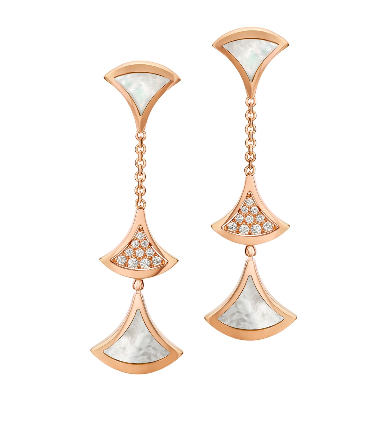 [AuraEcho]DREAM EARRINGS 3 MOTIFS DIAMOND MOP PINK GOLD