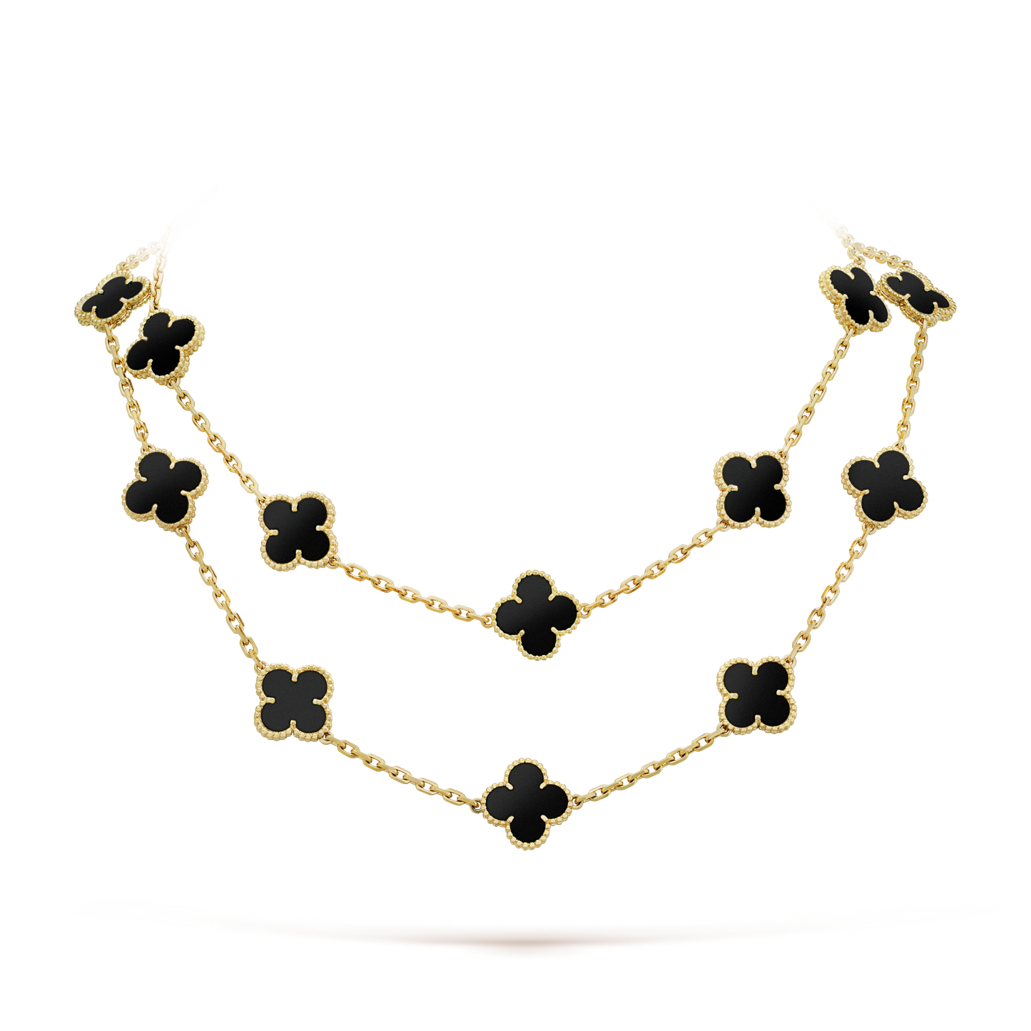 [AuraEcho]CLOVER 20 MOTIFS ONYX NECKLACE