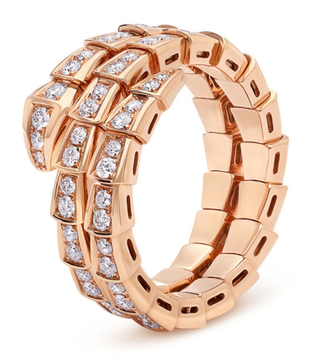 [AuraEcho]SERPENTI RING PINK GOLD DIAMOND DOUBLE ROW
