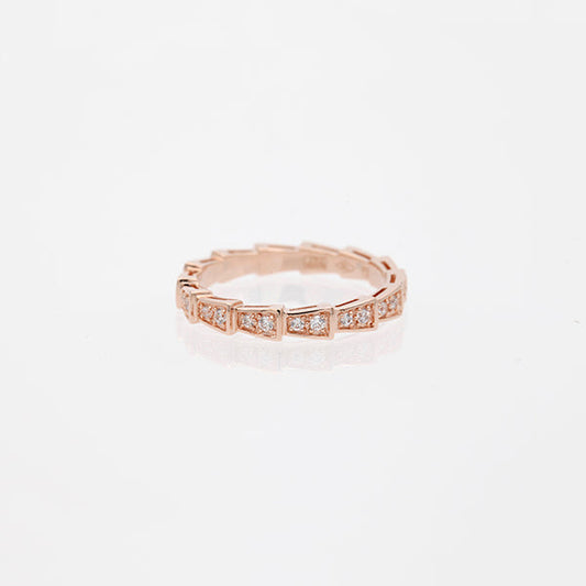 [AuraEcho]SERPENTI RING PINK GOLD DIAMOND PAVED 3MM