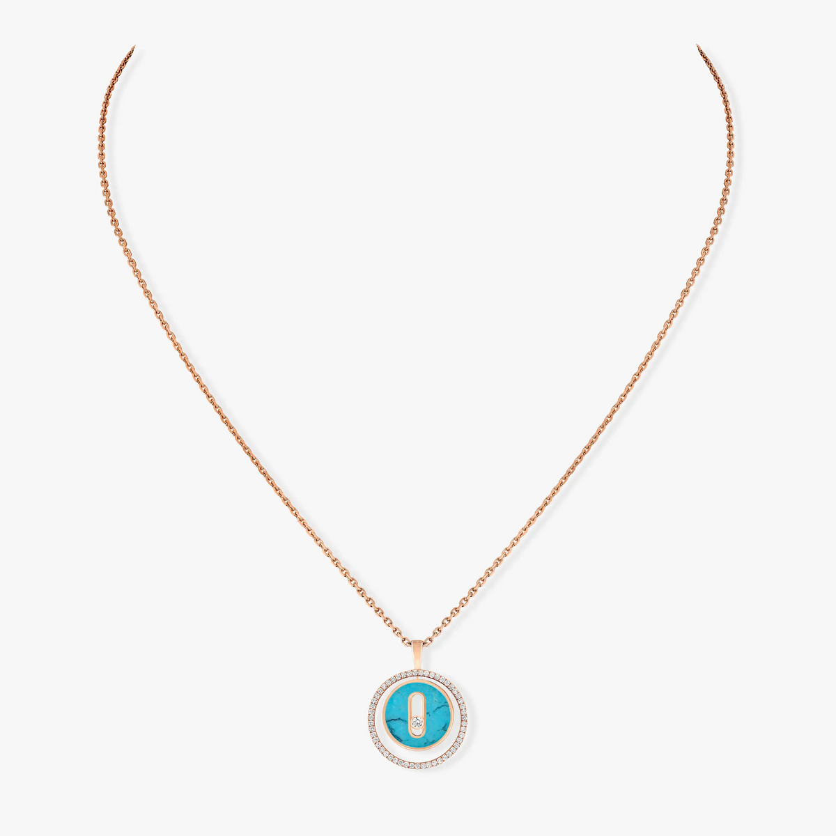 [AuraEcho]LUCKY MOVE 1 DIAMOND TURQUOISE PINK GOLD DIAMOND NECKLACE