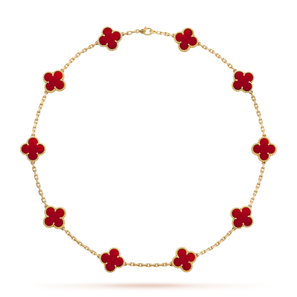 [AuraEcho]CLOVER 10 MOTIFS CARNELIAN NECKLACE