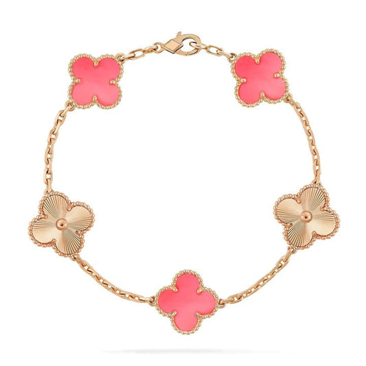 [AuraEcho]CLOVER BRACELET 5 MOTIF PINK AND PINK GOLD