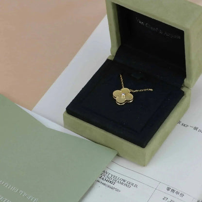 [AuraEcho]CLOVER 15MM DIAMOND GOLD MOTHER OF PEARL NECKLACE