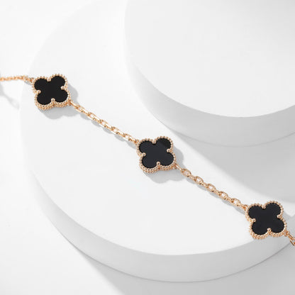 [AuraEcho]CLOVER 10 MOTIFS ONYX NECKLACE