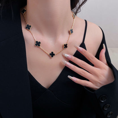 [AuraEcho]CLOVER 10 MOTIFS ONYX NECKLACE
