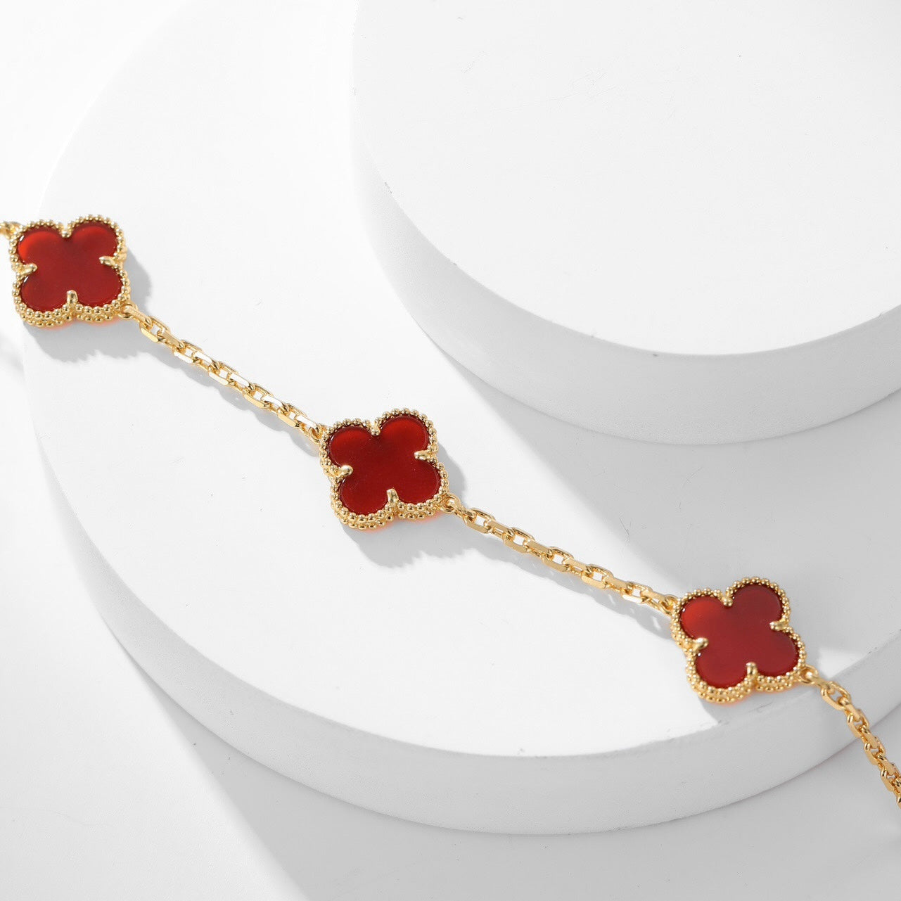 [AuraEcho]CLOVER 10 MOTIFS CARNELIAN NECKLACE