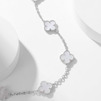 [AuraEcho]CLOVER 10 MOTIFS WHITE MOTHER OF PEARL NECKLACE
