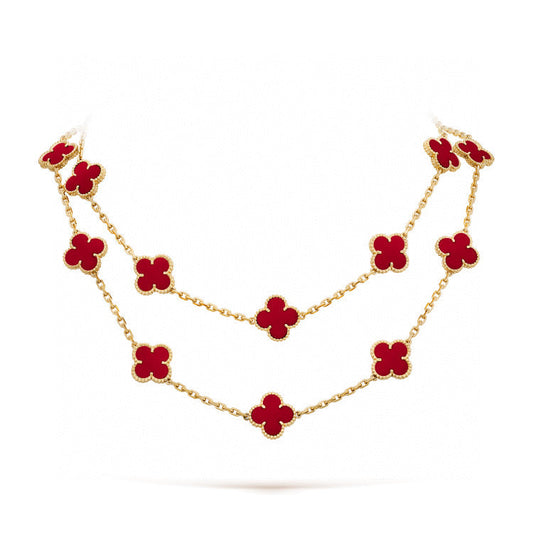 [AuraEcho]CLOVER 20 MOTIFS CARNELIAN NECKLACE