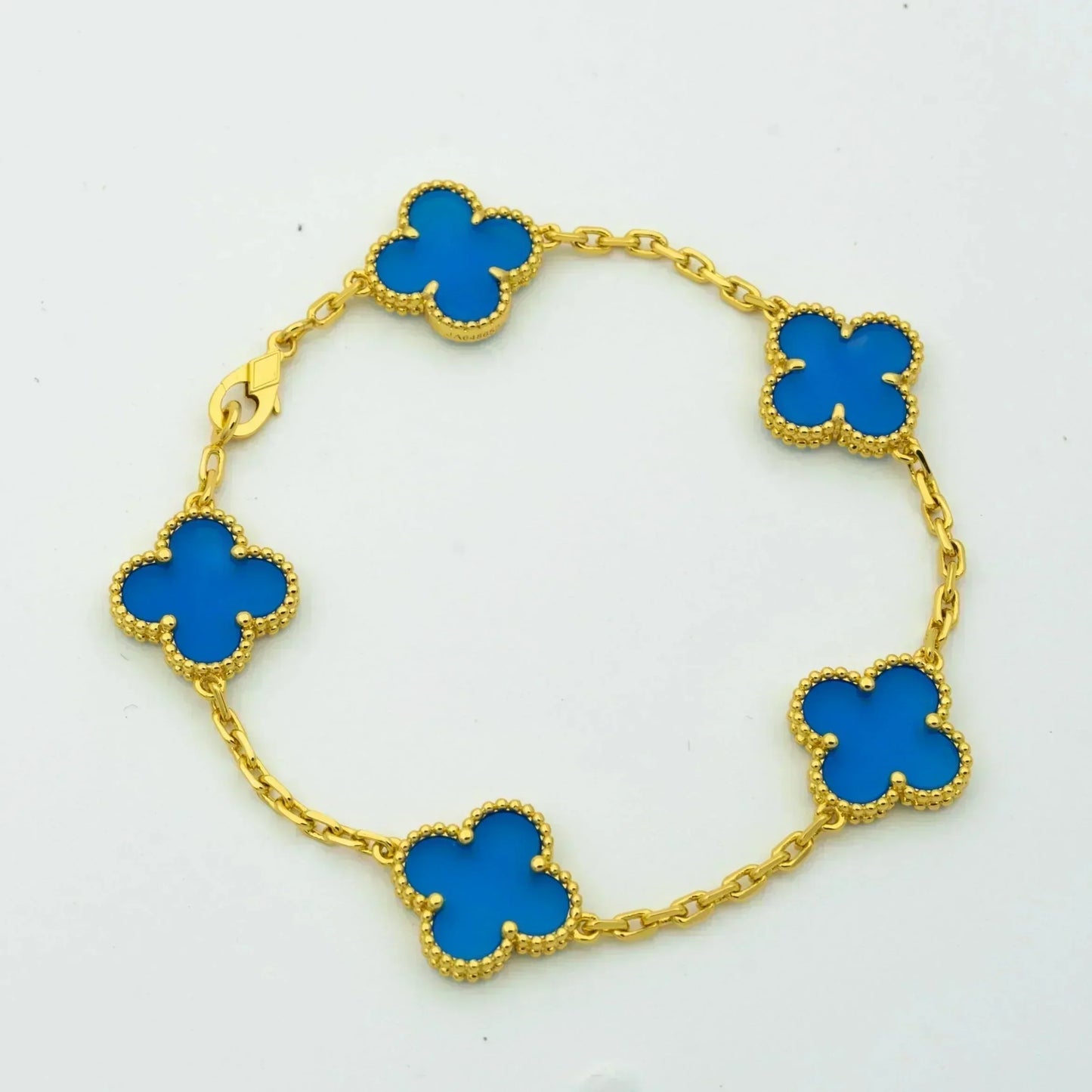 [AuraEcho]CLOVER 5 MOTIFS BLUE AGATE BRACELET