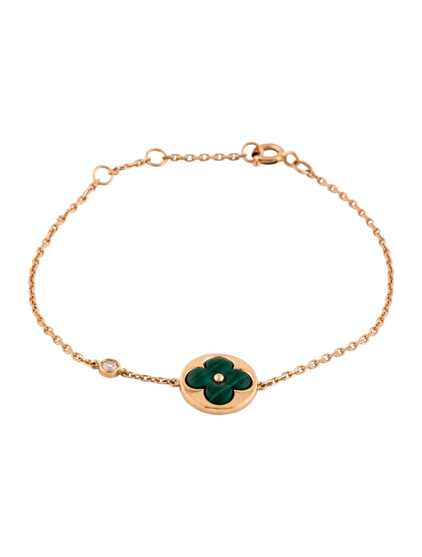 [AuraEcho]SUN MALACHITE 1 DIAMOND PINK GOLD BRACELET