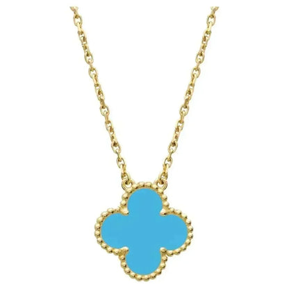 [AuraEcho]CLOVER 15MM VINTAGE TURQUOISE NECKLACE