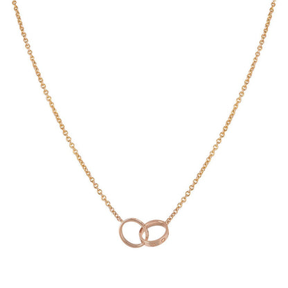 [AuraEcho]LOVE NECKLACE DOUBLE RING PINK GOLD