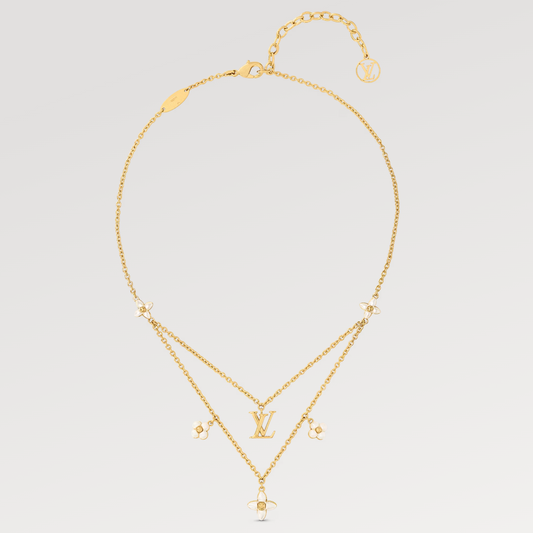 [AuraEcho]FLOWERGRAM GOLD MOP DOUBLE ROW NECKLACE
