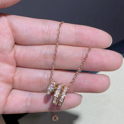 [AuraEcho]SERPENTI PINK GOLD NECKLACE DOUBLE RING DIAMOND