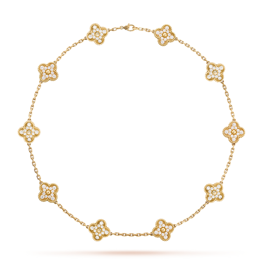 [AuraEcho]CLOVER 10 MOTIFS DIAMOND NECKLACE