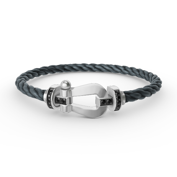 [AuraEcho]FORCE LARGE HORSESHOE BLACK DIAMOND BRACELET SILVER