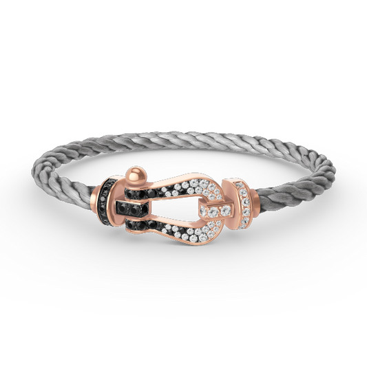 [AuraEcho]FORCE LARGE HORSESHOE BLACK WHITE DIAMOND BRACELET ROSE GOLD