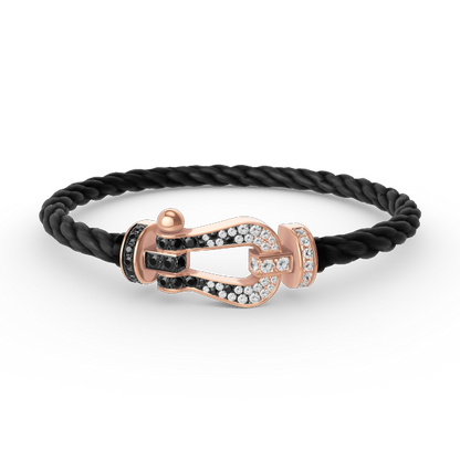 [AuraEcho]FORCE LARGE HORSESHOE BLACK WHITE DIAMOND BRACELET ROSE GOLD