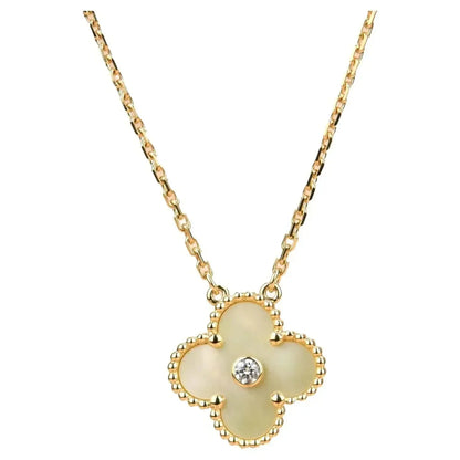 [AuraEcho]CLOVER 15MM DIAMOND GOLD MOTHER OF PEARL NECKLACE