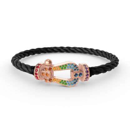 [AuraEcho]FORCE LARGE HORSESHOE  COLORED DIAMOND BRACELET ROSE GOLD