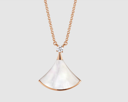 [AuraEcho]DREAM NECKLACE WHITE MOP PINK GOLD 1 DIAMOND